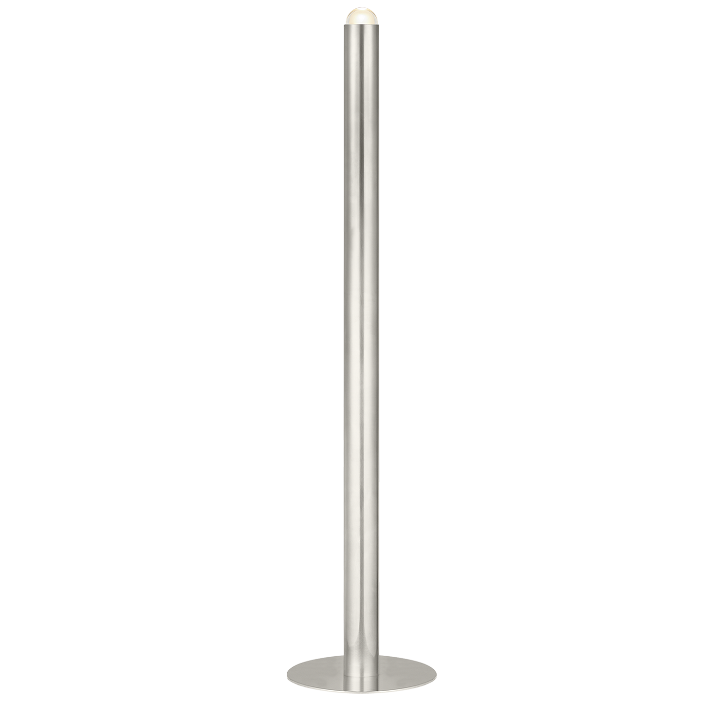 The Ebell Extra Large Floor Lamp by Kelly Wearstler will make a bold statement in any space.  The multi-dimensional domed glass prism is set on top of the pure cylindrical metal body. The concentrated warm LED within the frosted glass interior emits a state-of-the-art expression of light in this illuminating departure from the expected.