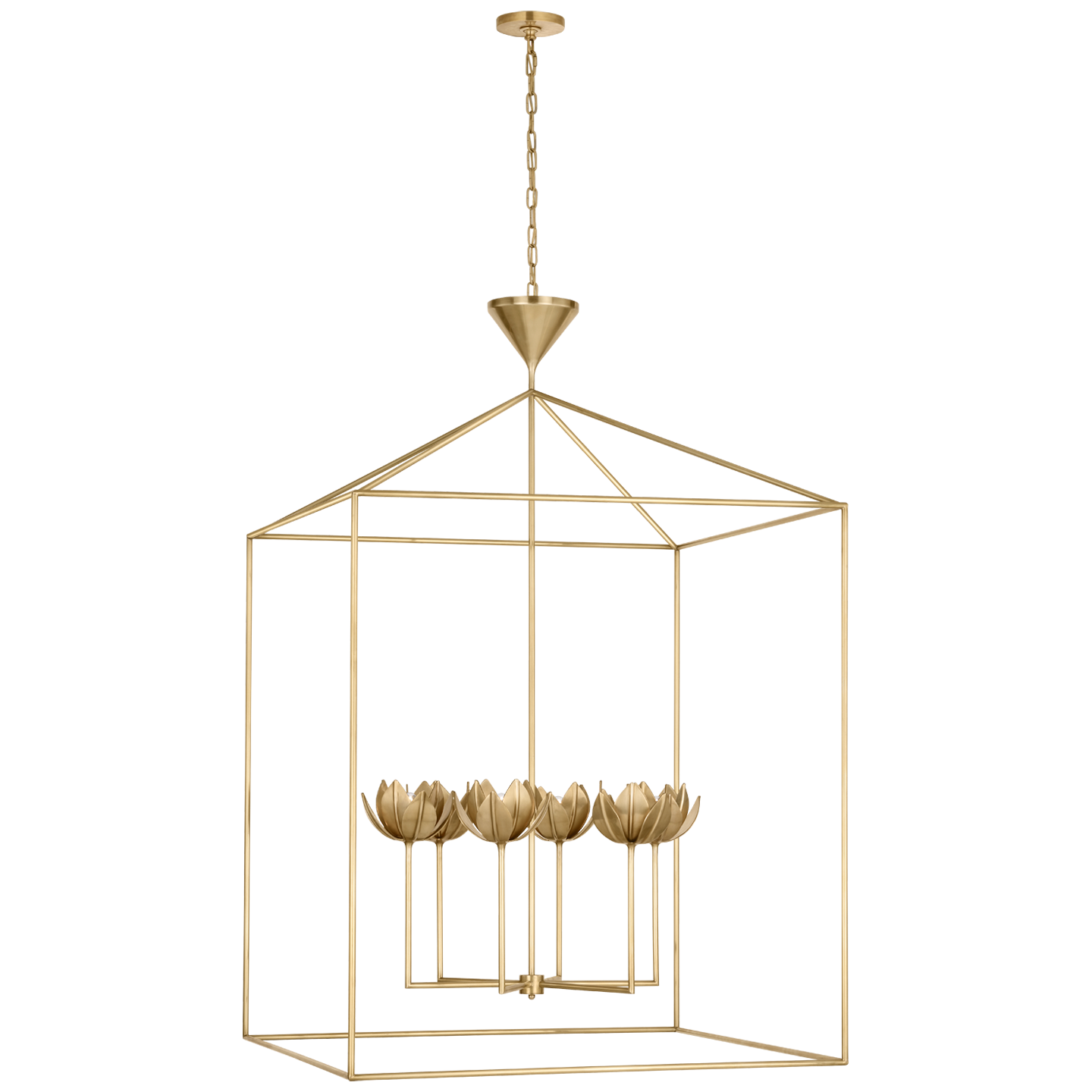 Alberto Grade Open Cage Lantern in Antique-Burnished Brass