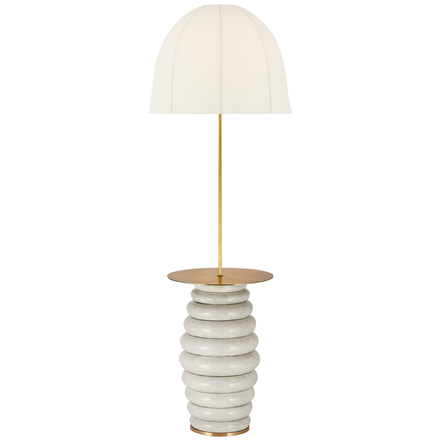 Antiqued White with Soft Domed Linen Shade