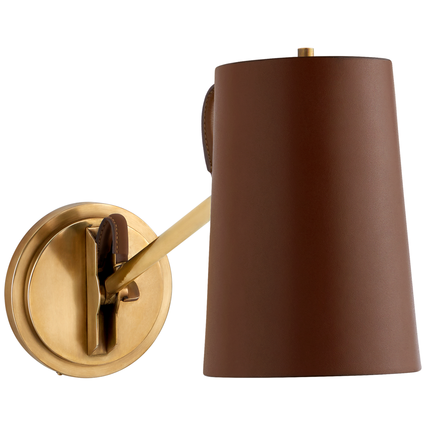 Natural Brass with Saddle Leather Shade