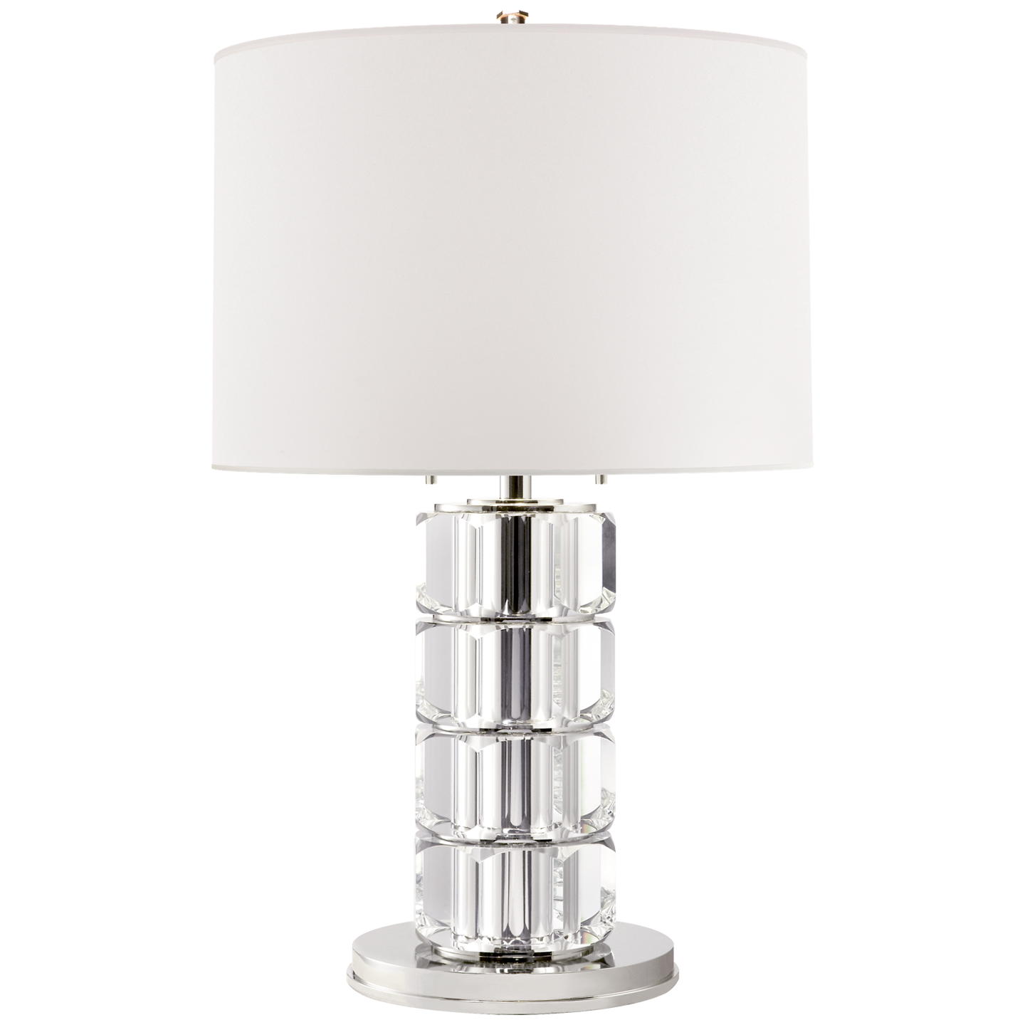 Crystal and Polished Nickel with White Paper Shade